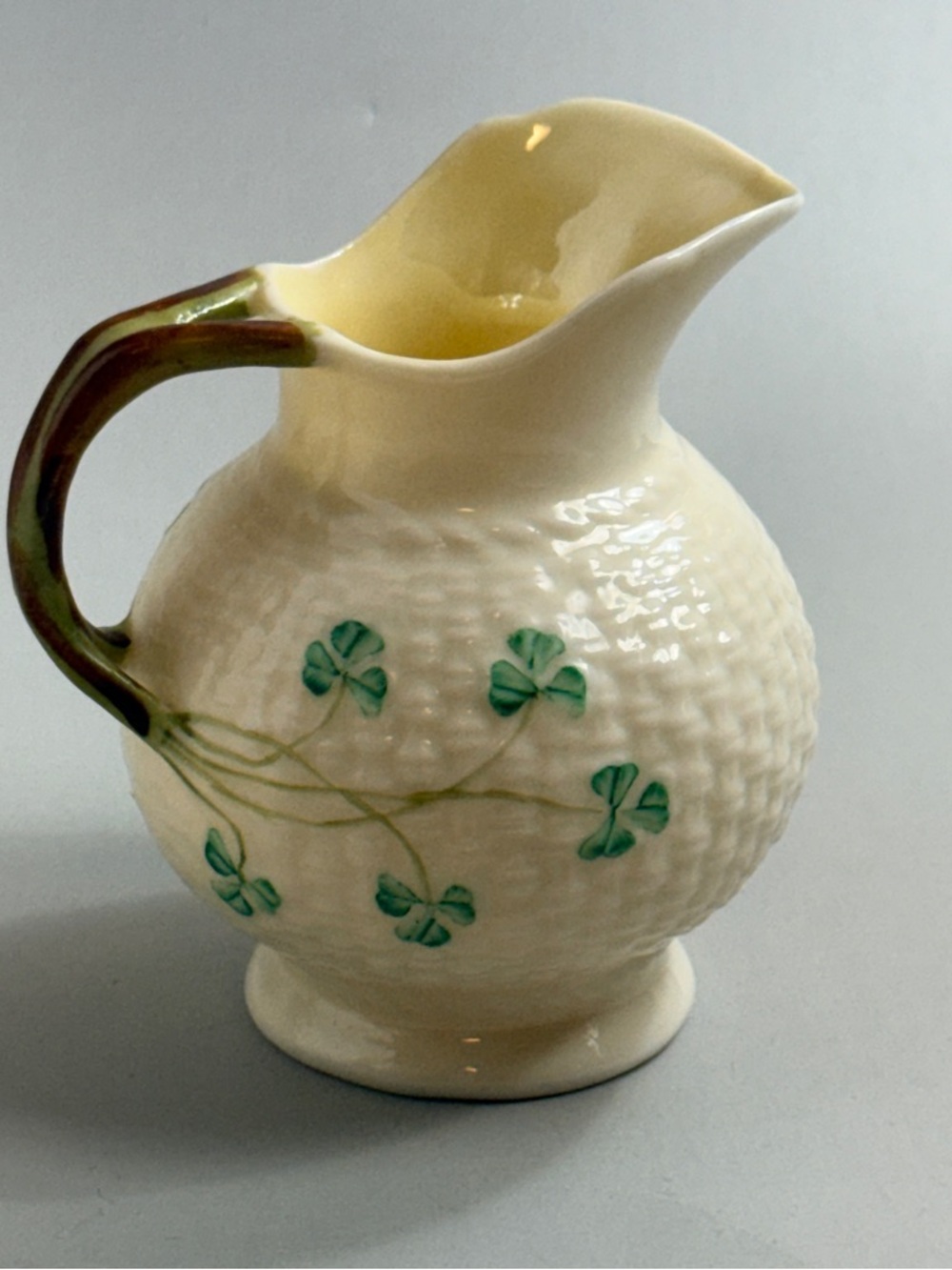 Cream Ceramic Clover Pitcher Creamer Belleek Ireland Vintage Antique